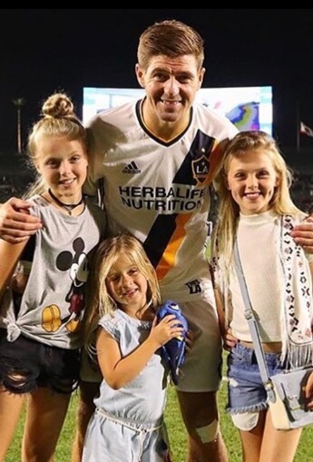 Lourdes Gerrard with her father, Steven Gerrard and sisters.